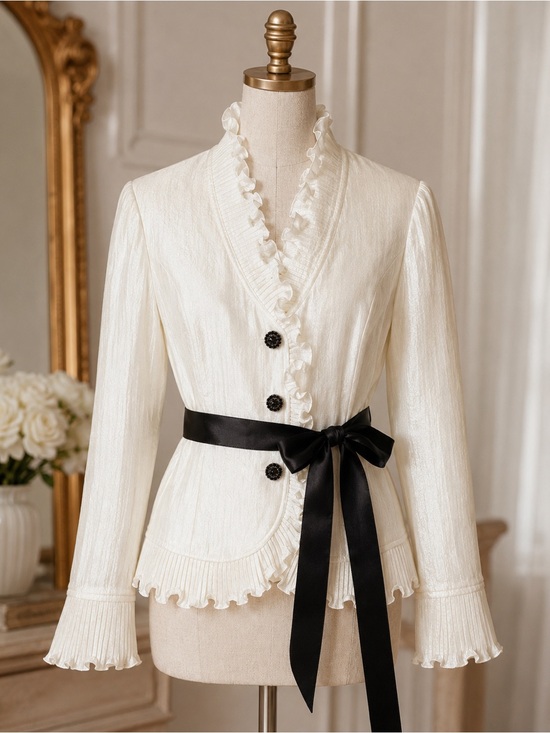 Adrianna Papell Jackets & Blazers - 🖤 Adrianna Papell Ivory Ruffle Jacket Top
